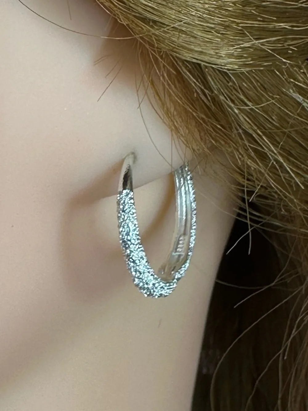Textured Sparkle Hoop Earrings Minimalist Boho 1”